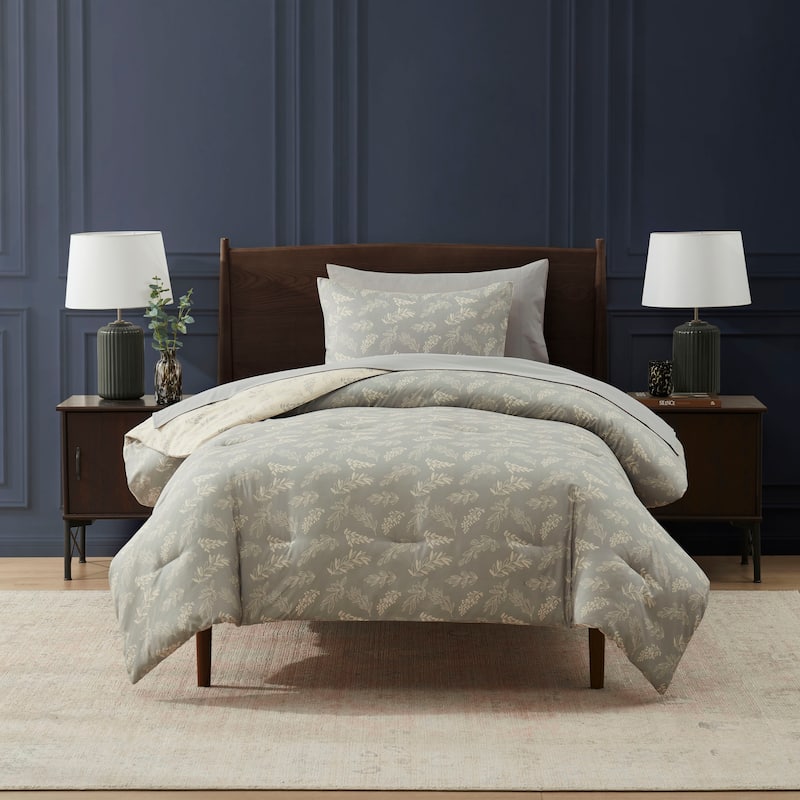 Empyrean 7 Pc Botanical Comforter Set with Sheets, Soft Breathable Lightweight Bedding Bag