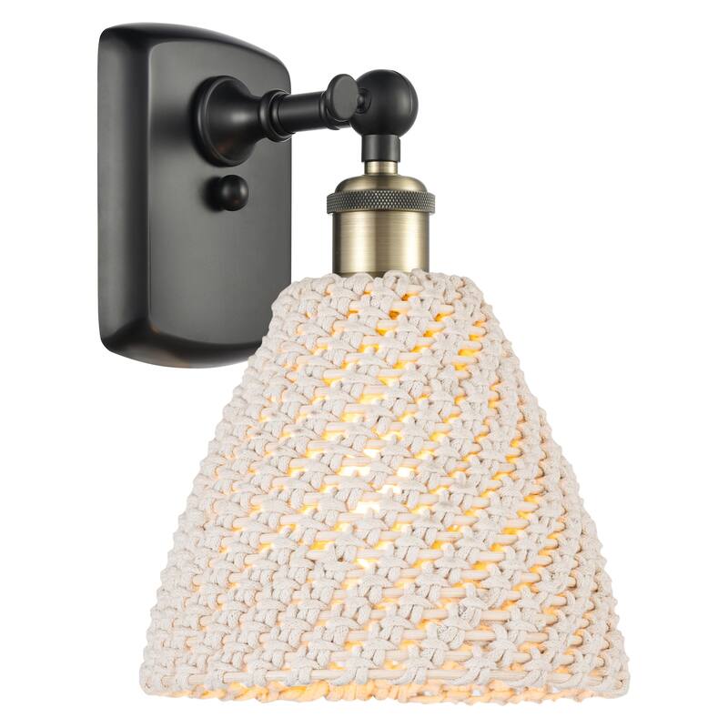 Innovations Lighting 516-1W-11-8 Bristol Natural Sconce Bristol - Black Antique Brass / Natural