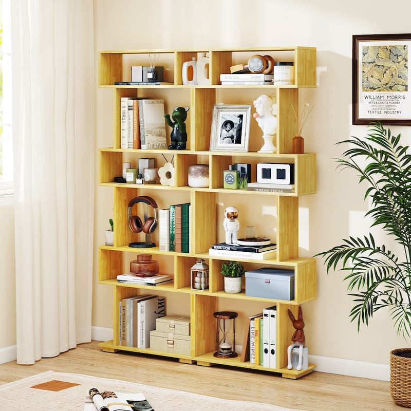 Gymax 2PCS 6-tier Storage Bookshelf Tall Display Shelf w/