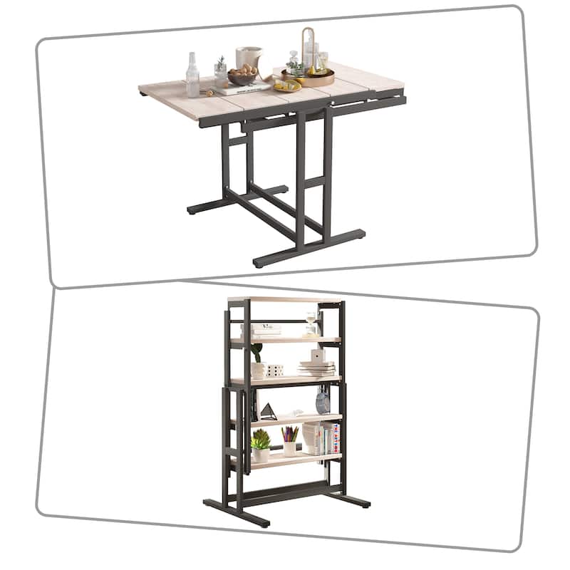 Modern style convertible dining table with metal frame suitable for kitchen living room outdoor office