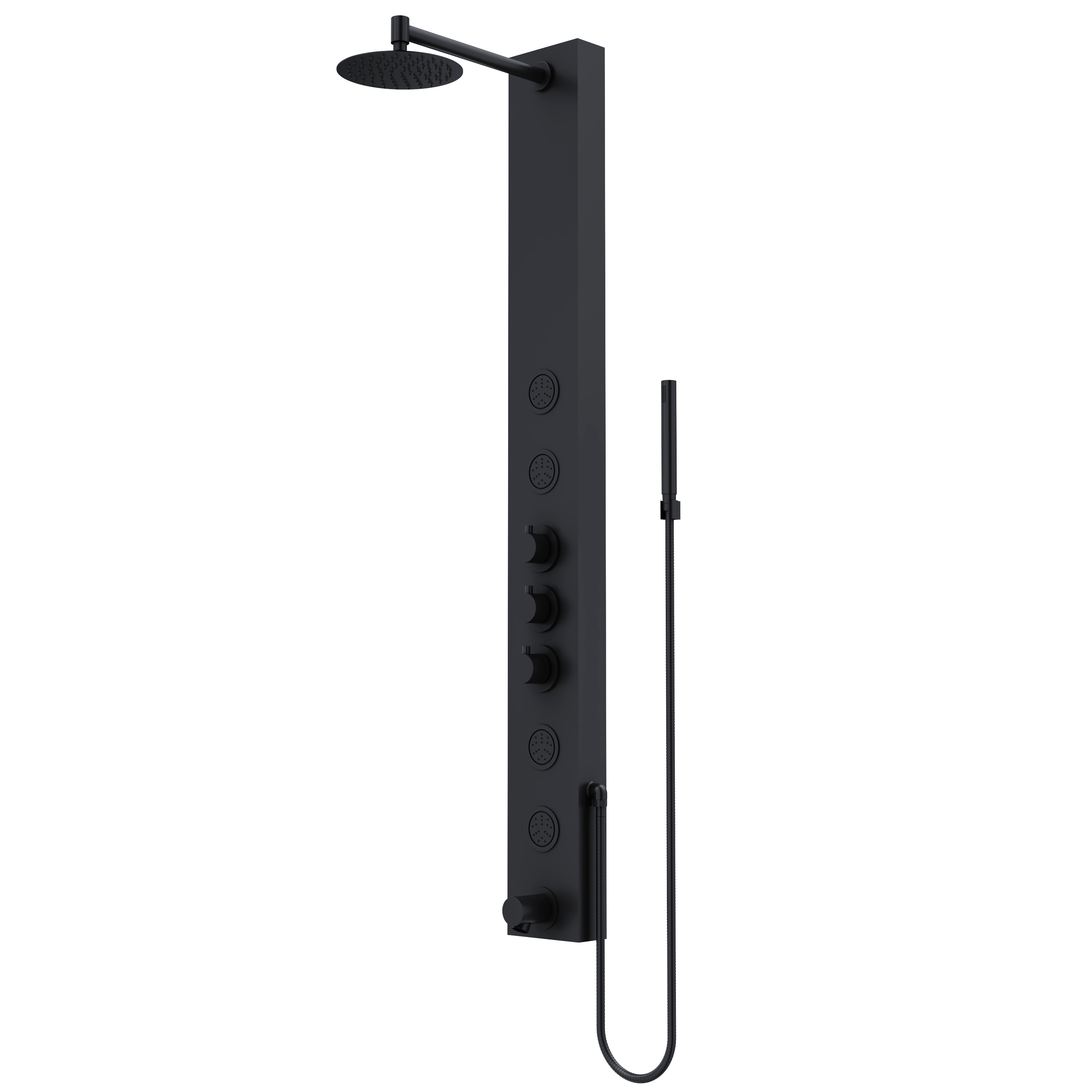 VIGO Bowery 59" H x 6" W 4-Jet Shower Panel with Round Shower Head and Tub Filler