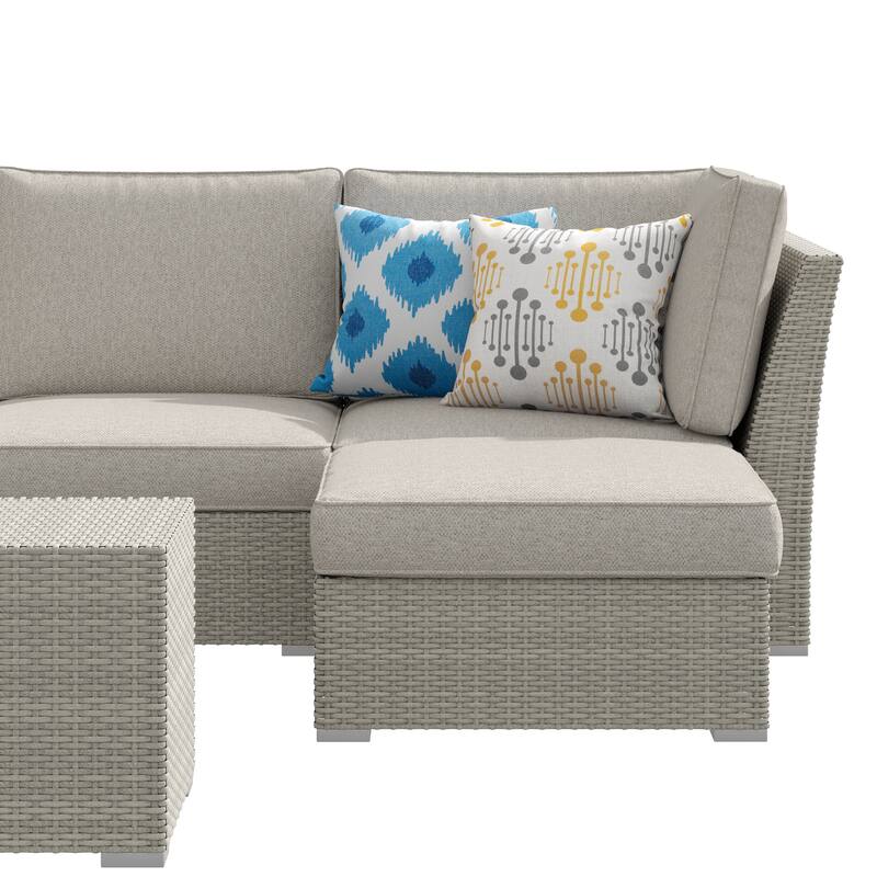 Corvus Looe 8-Piece Outdoor Sectional Set with Deep Seating, Aluminum Wicker Conversation Sofa with Ottomans