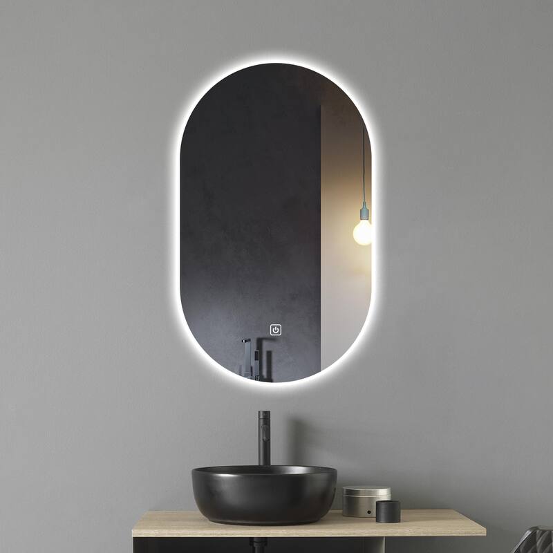 Claire XL 39.5 in. x 23.6 in. Large Oval Frameless Fog Free LED Bathroom Mirror - 23.6" W X 39.5" H X 1" D