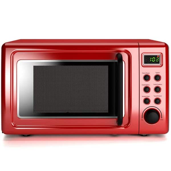 Shop Costway 0 7cu Ft Retro Countertop Microwave Oven 700w Led