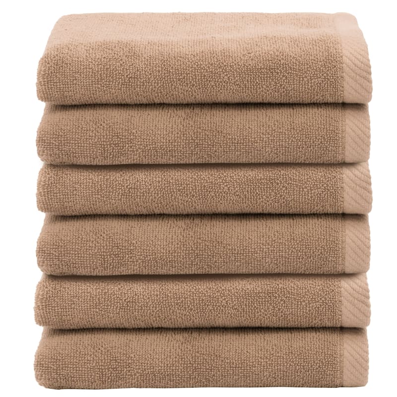 Authentic Hotel and Spa 100% Turkish Cotton Ediree Fingertip Towels - Set of 6 - Cocoa