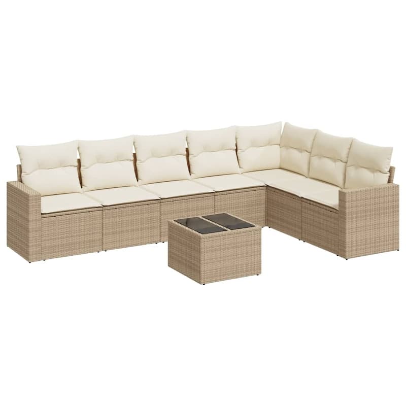vidaXL Garden Sofa Set Beige PE rattan, powder-coated steel, tempered glass - 115.2 x 71.9 x 27.2