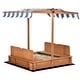 preview thumbnail 20 of 30, Outsunny Kids Sandbox with Cover, Outdoor Wooden Sandbox with Canopy - 41.75" x 41.75" x 47.75"