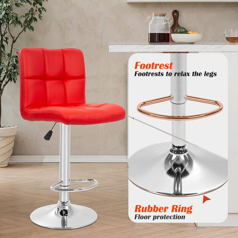 Furniture of America Orson Modern PU Leather Adjustable Height Swivel Bar Stools (Set of 2)