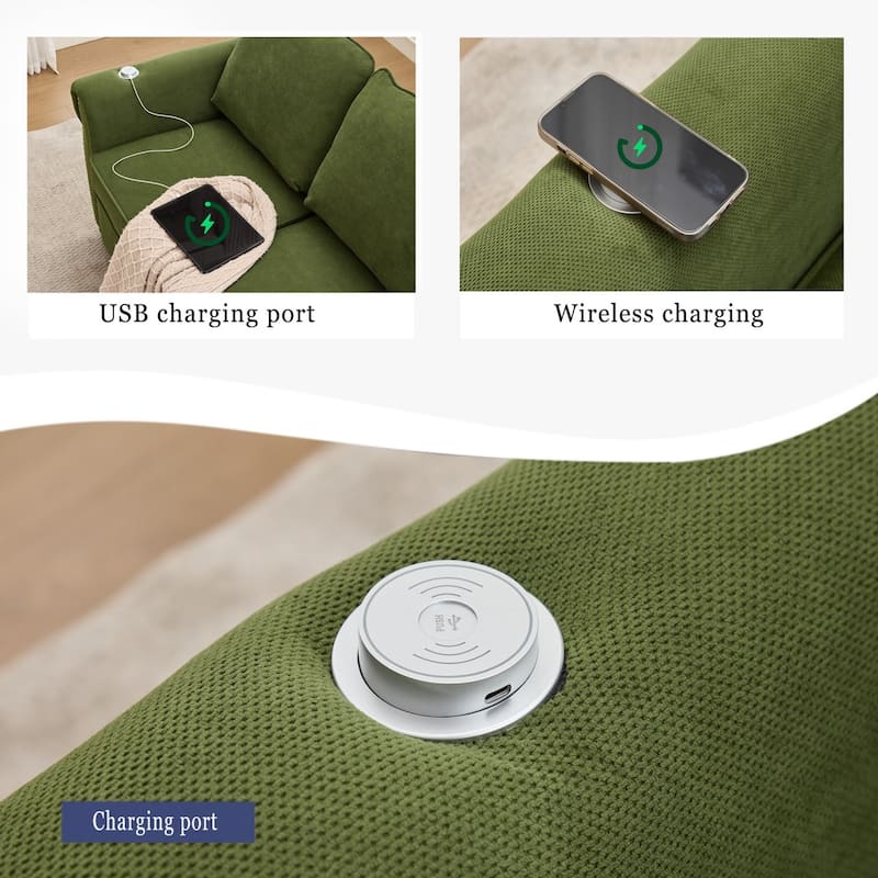 106.5" L-Shaped Flannelette Sectional Sofa with Pull-Out Bed