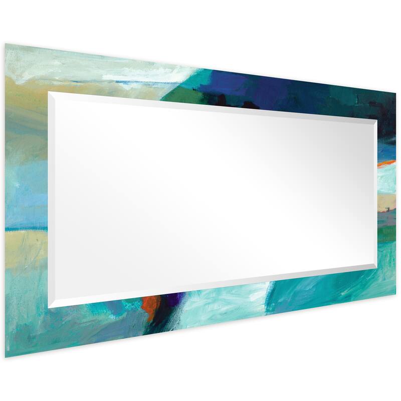 Empire Art "sky"Rectangular Reverse Printed Tempered Art Glass with Rectangular Beveled Mirror