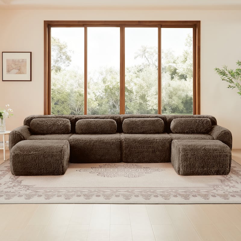 Anmytek Modern Comfortable U-Shaped Boneless Sofa - Free Combination, No Assembly Required, Full-Compression Vacuum Packed