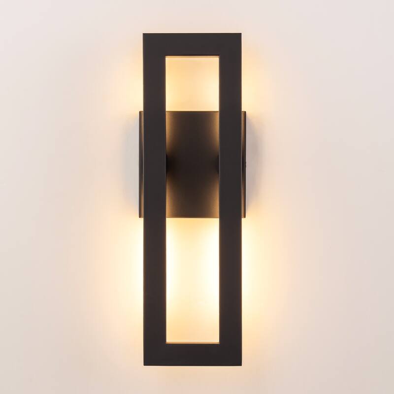 14 in. Industrial Aluminum Square Outdoor Wall Light Integrated LED 3000K Waterproof Lantern Wall Sconce