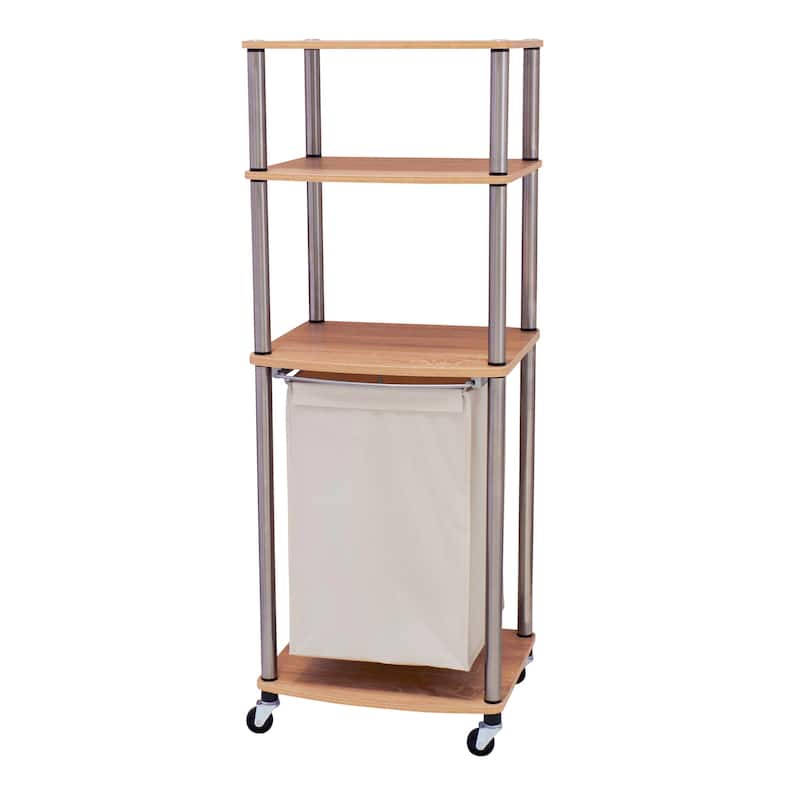 Household Essentials Laundry Hamper Storage Cart - 15.8"L x 17.7"W x 48.0"H - Brown