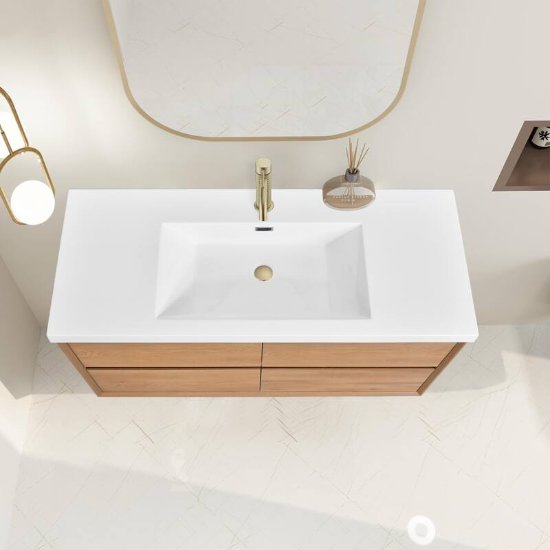 Sylphar 48 in. Toffee Oak Bath Vanity with Undermount Sink, 3 Top Options