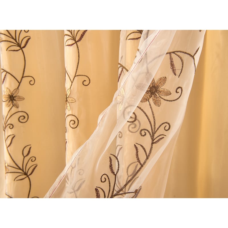Priscilla Embroidered Window Curtain with Double Valance 90"