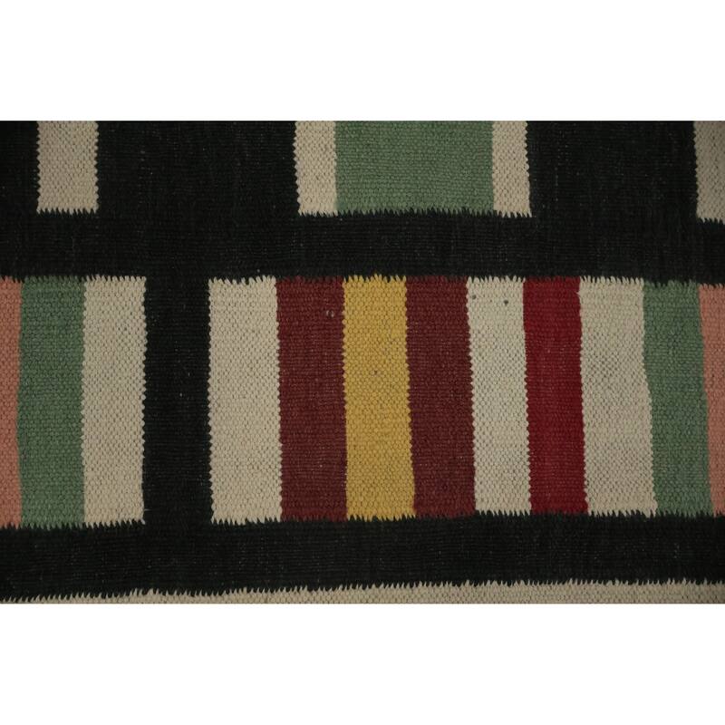 Hand Woven Oriental 100% Wool Carpet Southwestern Modern Green Kilim Area Rug - 9' 11'' X 8' 5''