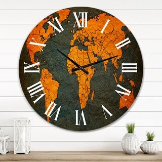 Designart 'Ancient Map of The World Africa' Vintage wall clock - Bed ...