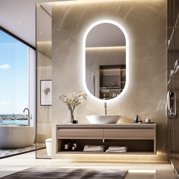 LED Bathroom Mirror with Lights Oval Vanity Backlit Frameless Anti Fog On Sale Bed Bath Beyond 40400850