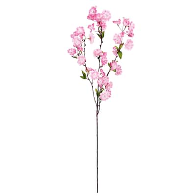 Set of 4 Pink Artificial Lovely Cherry Blossom Flower Stem Spray 35in - 35" L x 10" W x 5" DP