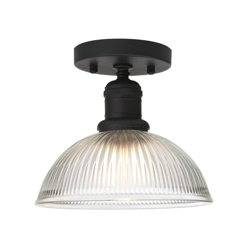 1 Light led light black light bulb glass shade, metal base ceiling light - N/A