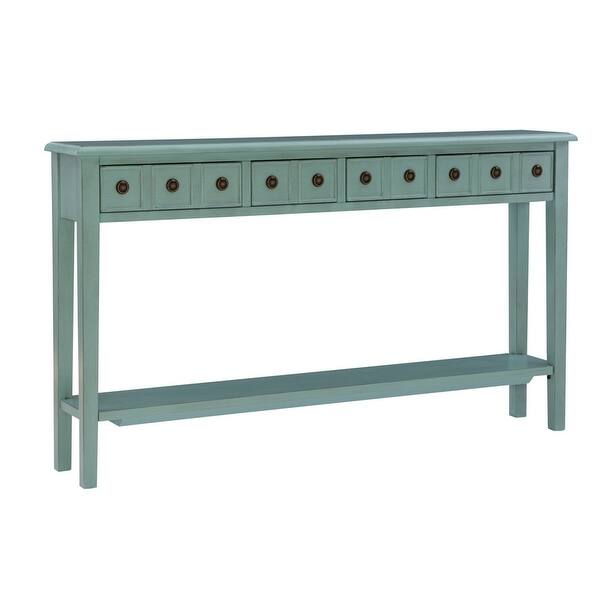 slide 7 of 13, Sadie Teal Wood Entryway Console Table