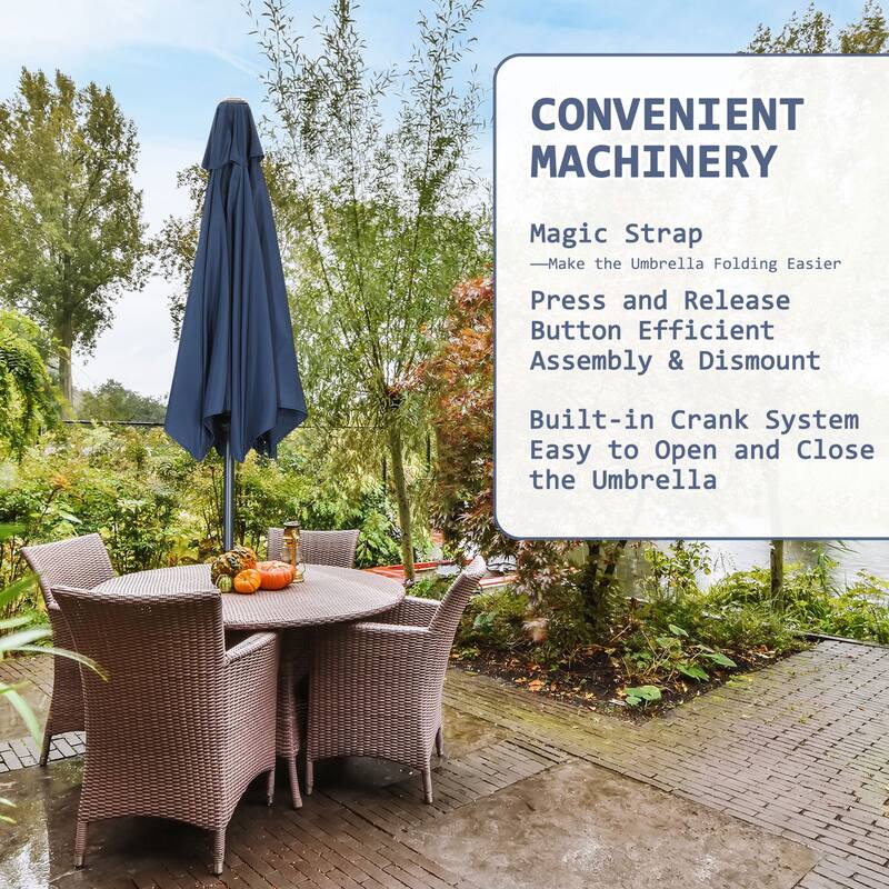 Autlaycil 7.5FT Solar Patio Umbrella with Base and Tilt,Crank