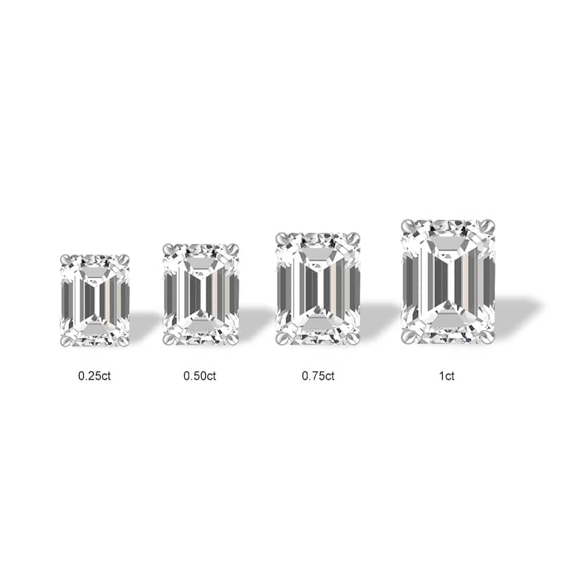 Marquee Lab Grown 3/4 Carat Emerald Cut Solitaire Diamond Earrings in 14K White Gold