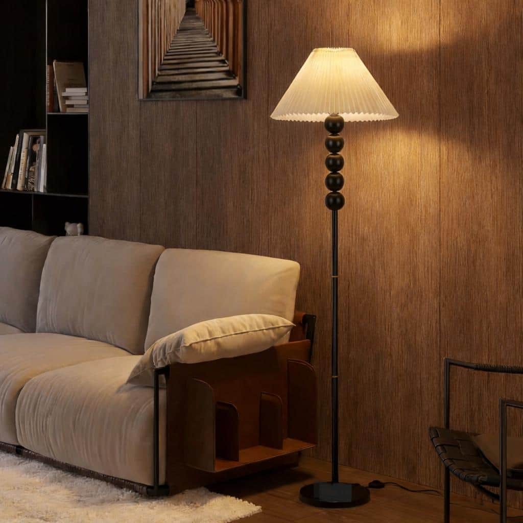 5 Bead Floor Lamp with Pleated Shade - 65 inch