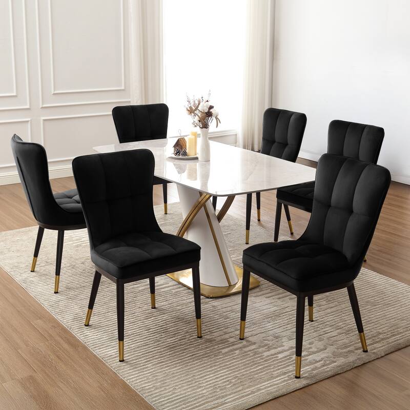 Modern Velvet Upholstered Dining Chairs, Set of 2/4 - 35.8"H x 18.9"W x 23.2"D
