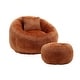 preview thumbnail 12 of 30, Modern Bean Bag Chairs, Comfy Round Chair for Adults with Ottoman, Leisure Single Sofa Reading Chair with Pillow