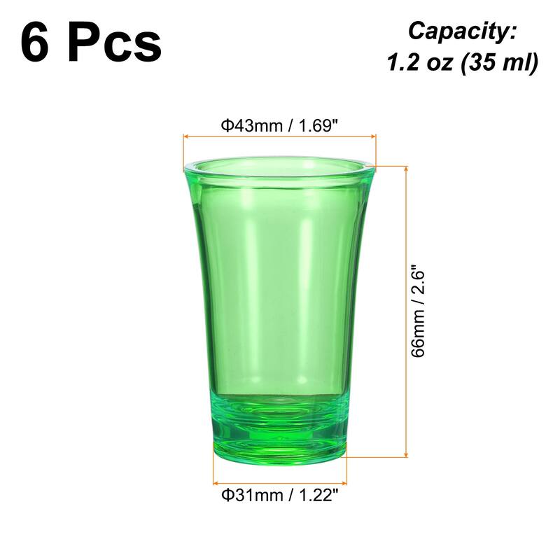 6pcs Shot Glasses 1.2oz Polystyrene for Cocktail - Green