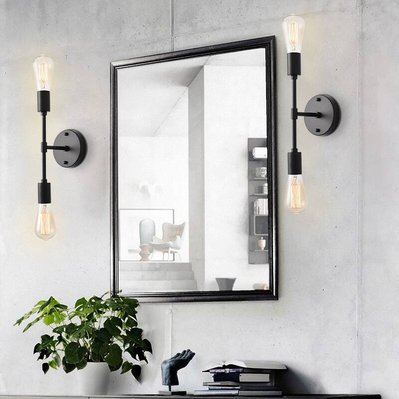 Set of 2 Modern Wall Lights, Farmhouse 2-light Bathroom Vanity Light, Wall Sconce for Dining Room Living Room Bedroom