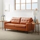 preview thumbnail 31 of 34, Brookside Ellen 75" Upholstered Scooped Arm Sofa Camel Faux Leather