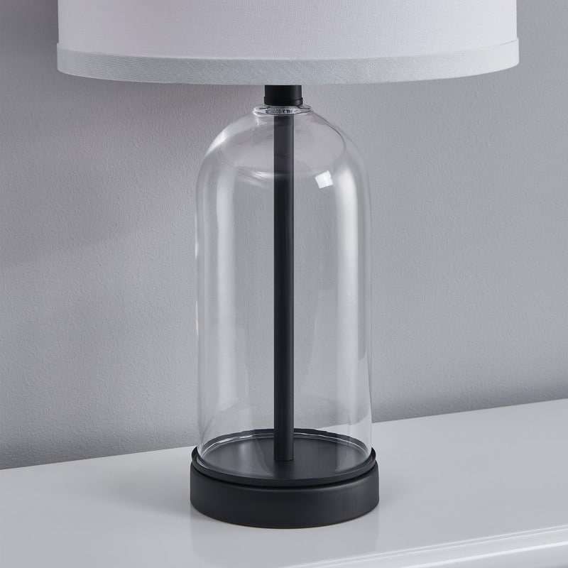 KAWOTI 22 inch Modern Clear Glass Bedside Table Lamp Set (set of 2) - W 12" * H 22"