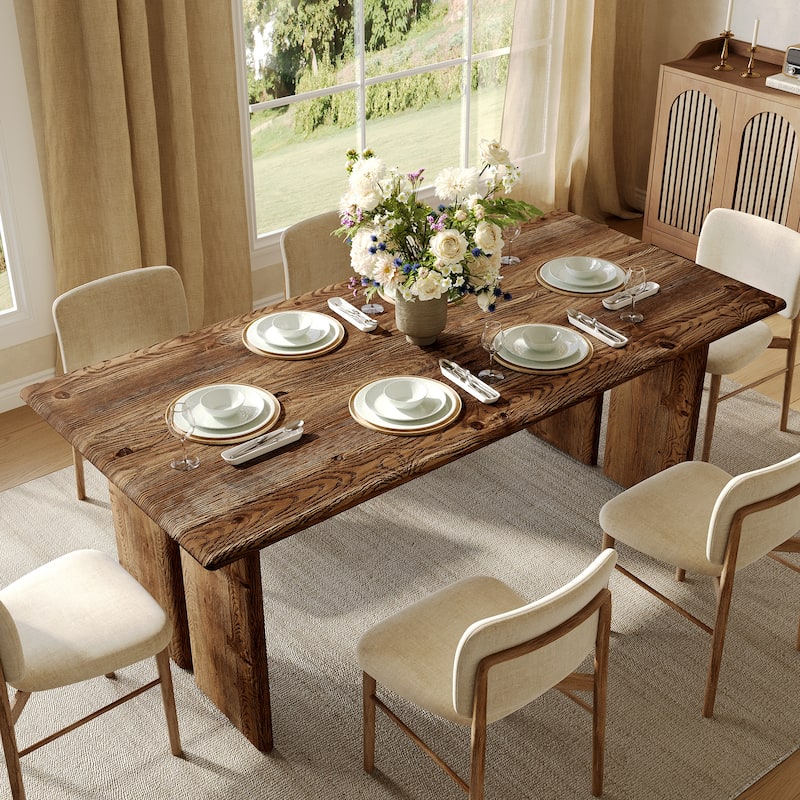 63-Inch Solid Wood Dining Table, Large Tabletop Rectangle Kitchen Table for Dining Room