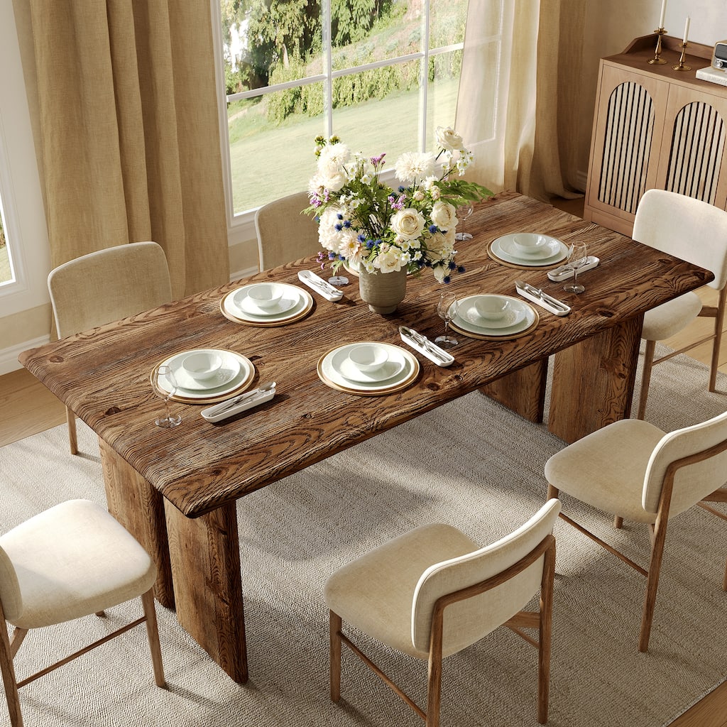 Solid Wood Dining Table, Large Rectangle Kitchen Table for Dining Room