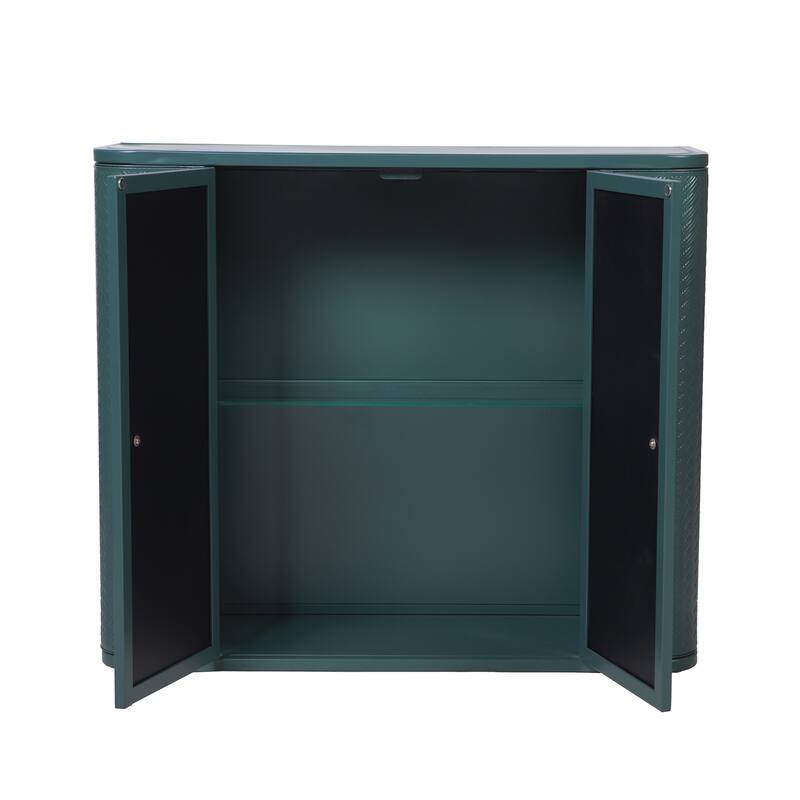 Wall-Mounted Bathroom Cabinet with Mirror, 2 Mirrored Doors & Open Shelf, Metal Frame Storage Cabinet with Open Compartment