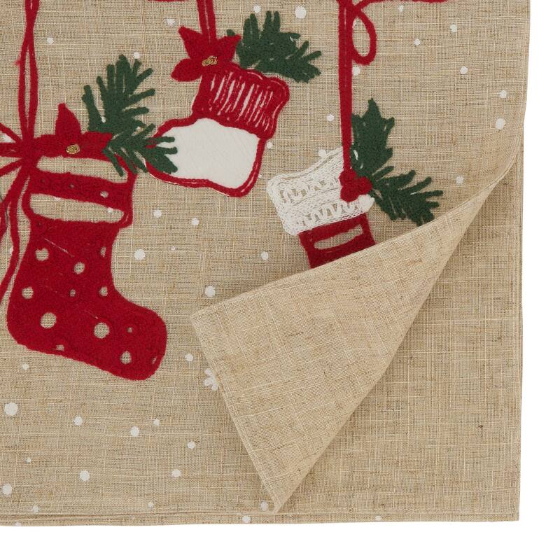 Christmas Table Runner With Stockings Design - 16"x70"