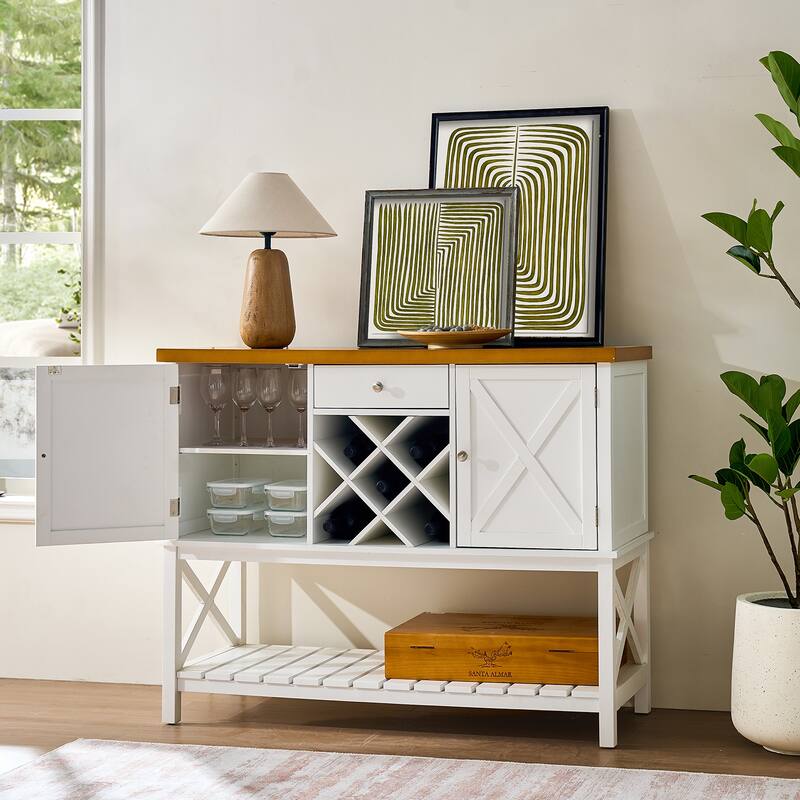 Bar Cabinet Console Table With 2-Door Cabinet & 1 Drawers,Coffee Bar,Wine Rack With Storage Shelf,Sofa Tables Buffet Sideboard