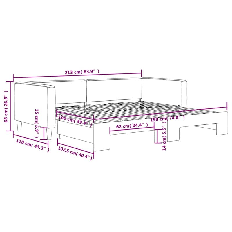vidaXL Day Bed Upholstered Sleeper Sofa Bed for Bedroom Living Room Fabric