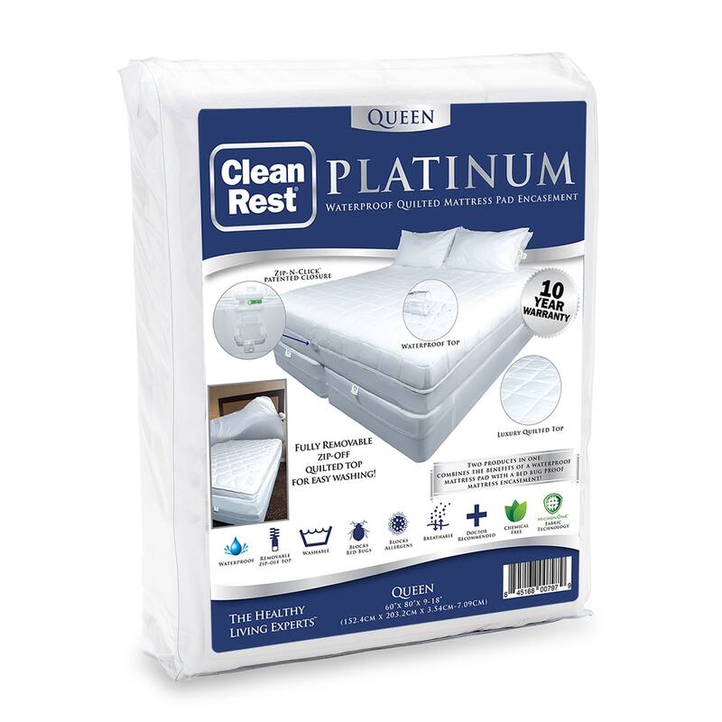 CleanRest Platinum Zippered Encasing Mattress Pad - Queen