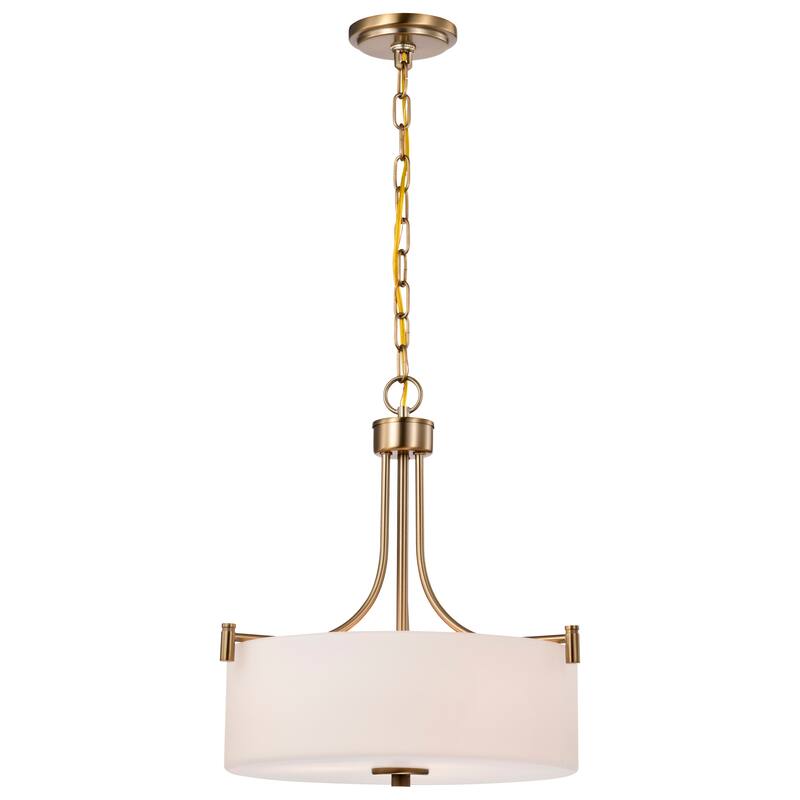 Liam 3 Light Pendant Burnished Brass White Opal Glass - Burnished Brass