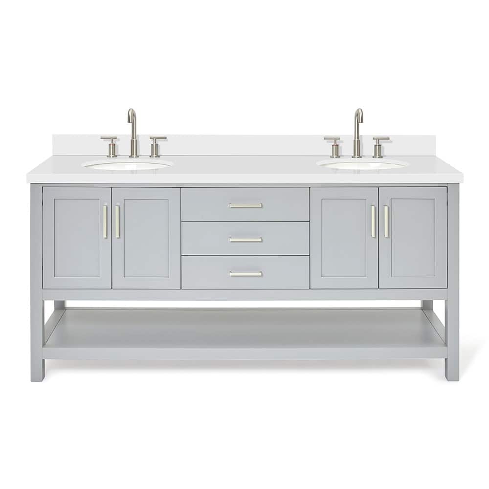 Ariel S073DWQOVO Magnolia 72" Free Standing Double Basin Vanity Set