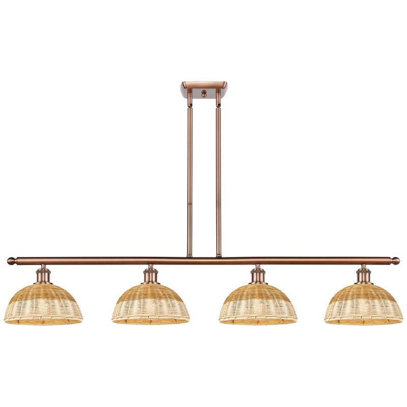 Innovations Lighting Endless Possibilities Ballston - Bristol Natural II - 4 Light 48" Stem Hung Island Light with 9" Shades - Antique Copper
