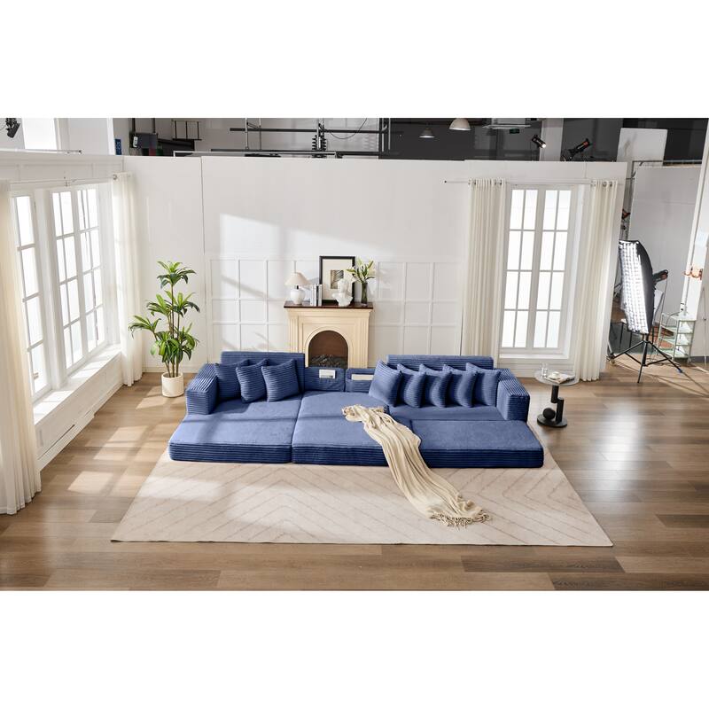 Convertible Corduroy Sofa Bed, Foldable Floor Couch, Space-Saving Sleeper Mattress Sofa, Multi-Functional Folding Bed