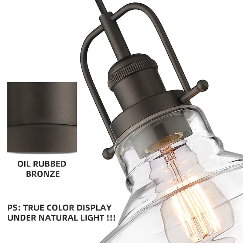 1-Light Pendant Lighting with Clear Glass Shade