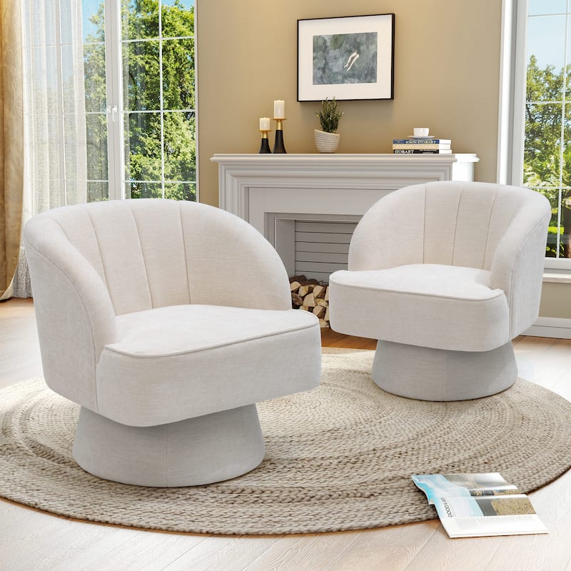 Pellebant Swivel Accent Chair Armchair Sofa for Living Room Bedroom - Light Beige - 2PC