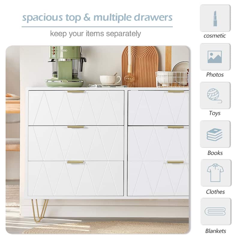 6 Drawer Dresser Drawer Chest Storage Cabinet Organizer