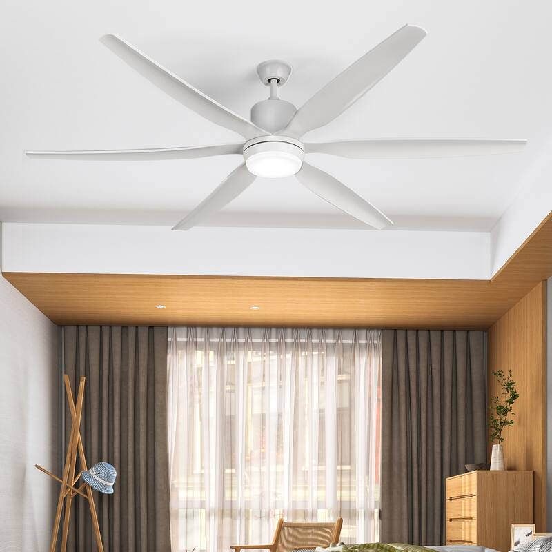 Moasis 66" Black Ceiling Fan 6 Blade Modern Smart Ceiling Fan - White