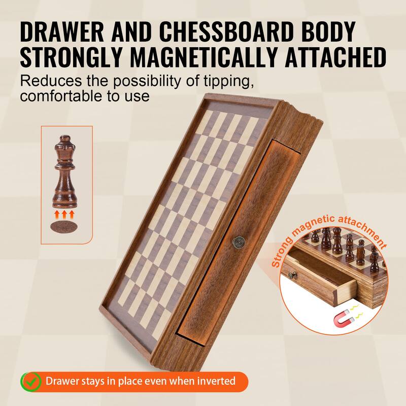 VEVOR Wood Chess Set Chess Checkers Game Set for Adults Kids Tournament Professional Beginner